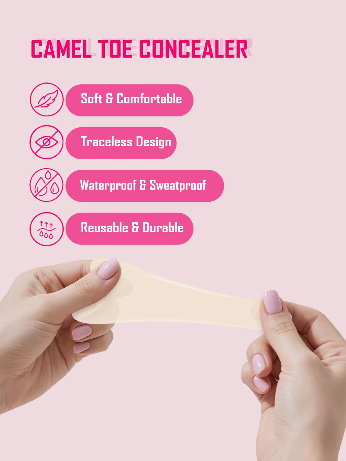 Puerfe Camel Toe Concealer reusable silicone pads offer durability and easy washing.
