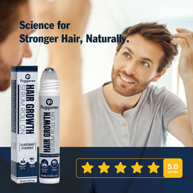 Puggaree Redensyl serum packaging shows 30 ml for daily use.