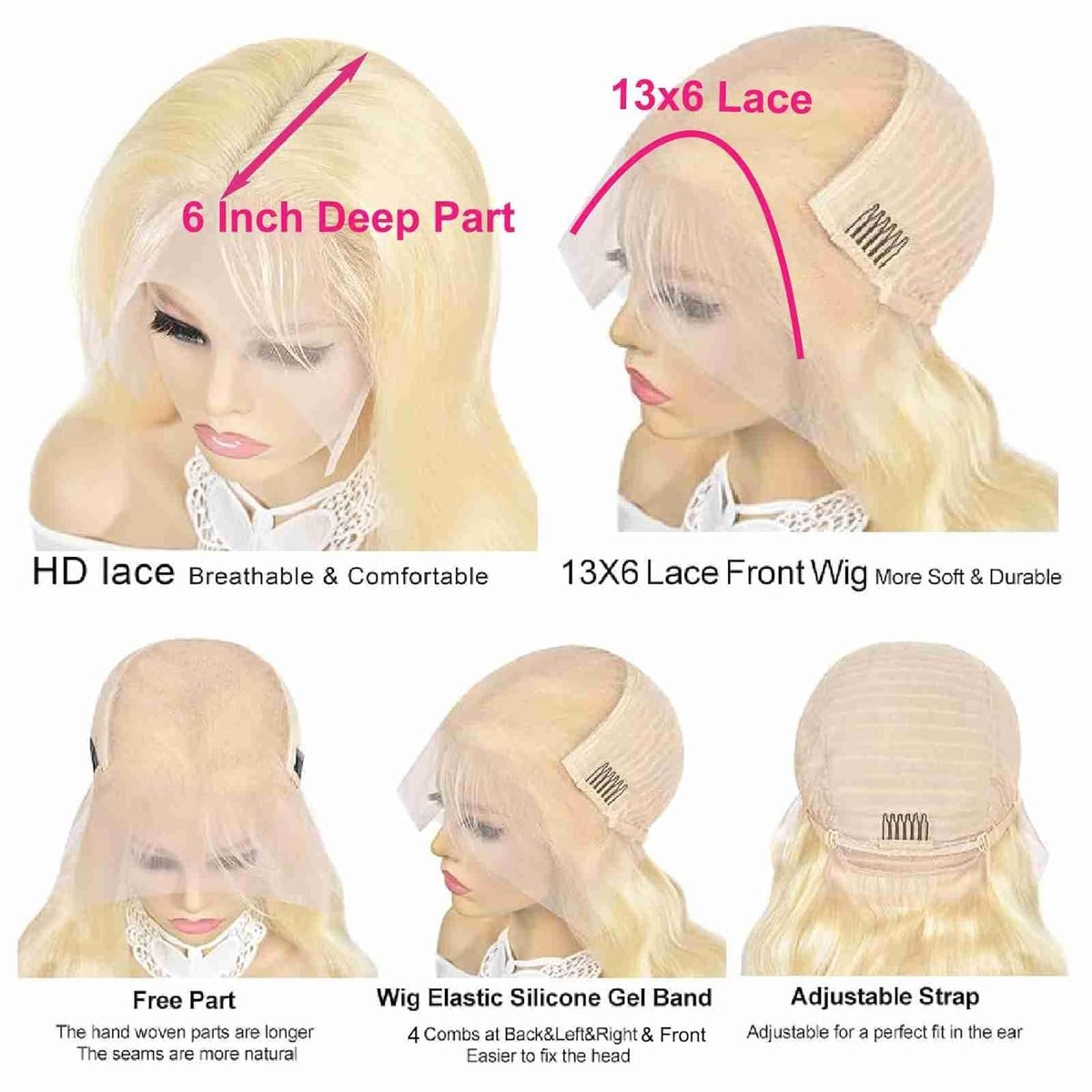 PUHPUH 613 blonde body wave wig ideal for evening events