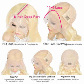 PUHPUH 613 blonde body wave wig ideal for evening events