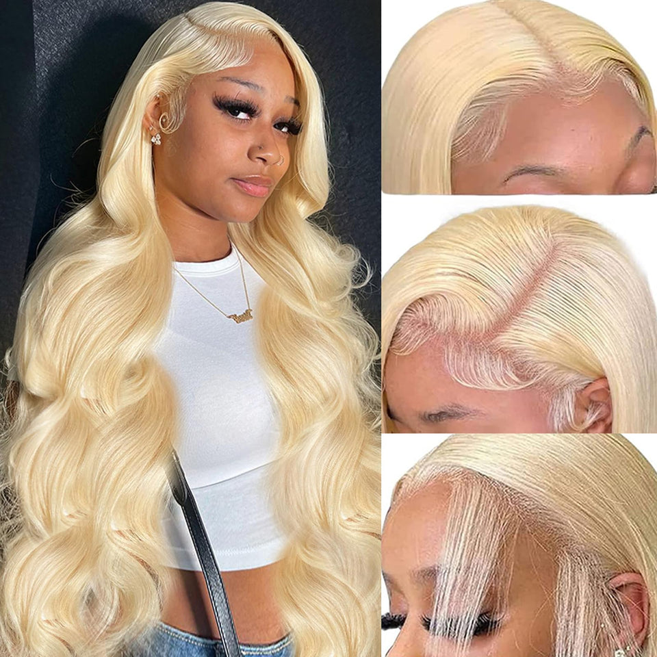 PUHPUH 30 inch body wave 613 blonde wig ready for dramatic styling