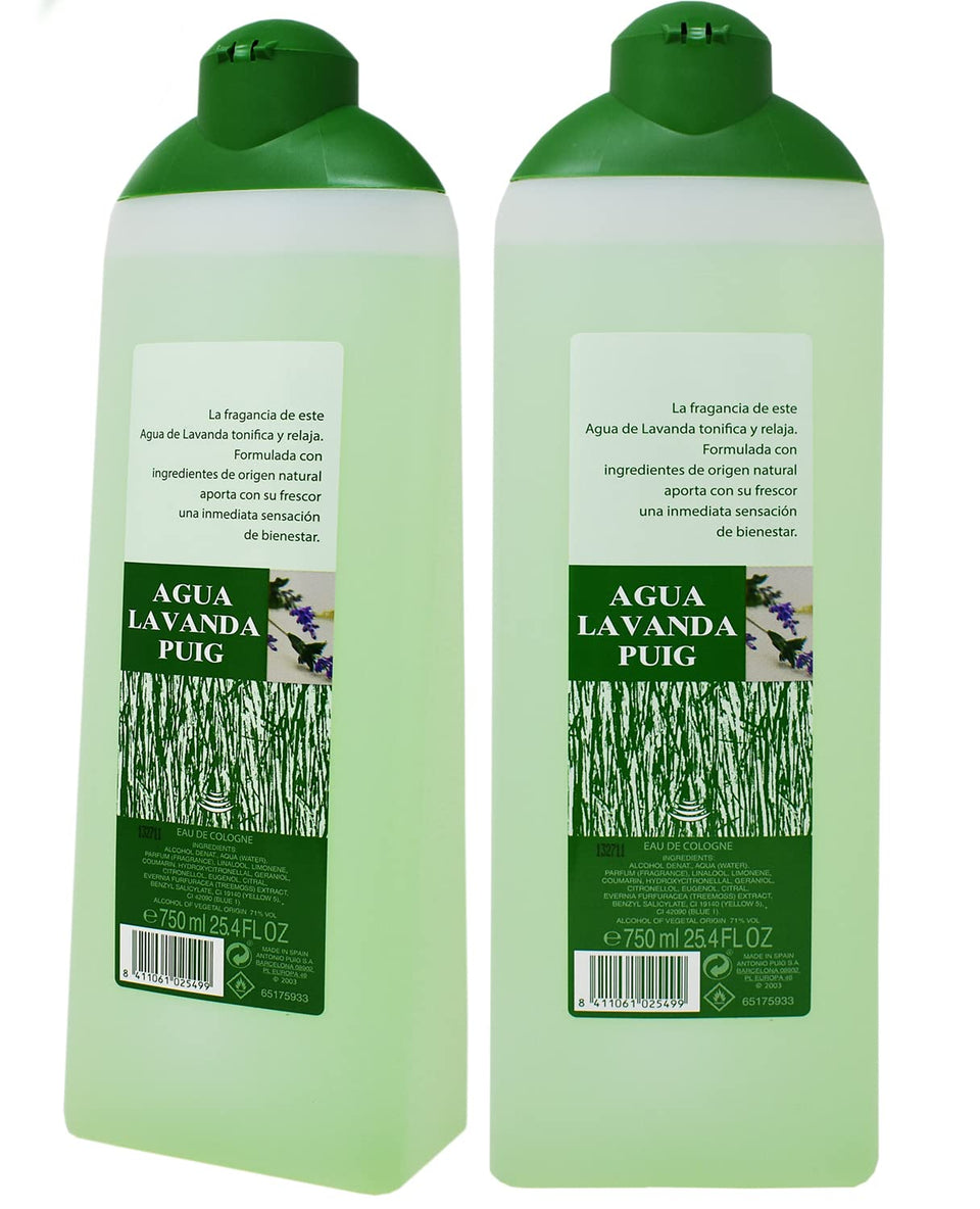 Puig Agua Lavanda bottle front view highlighting lavender freshness and daily refreshment.
