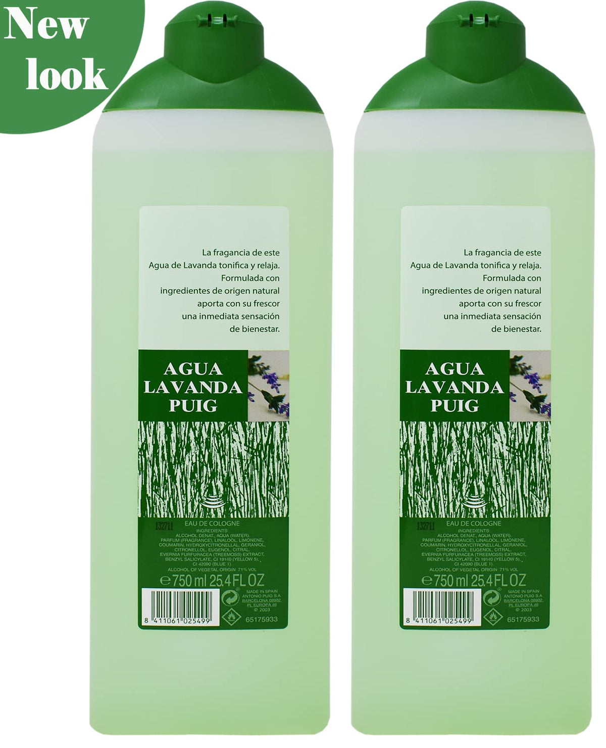 Puig Agua Lavanda 2-pack shot with two 750ml bottles for lasting value.