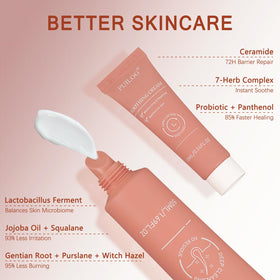 PUILOG beveled cream application on the face for precise coverage.