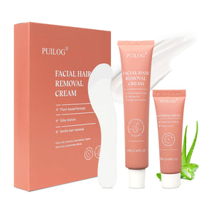 PUILOG facial hair removal cream application for smooth skin ready for makeup