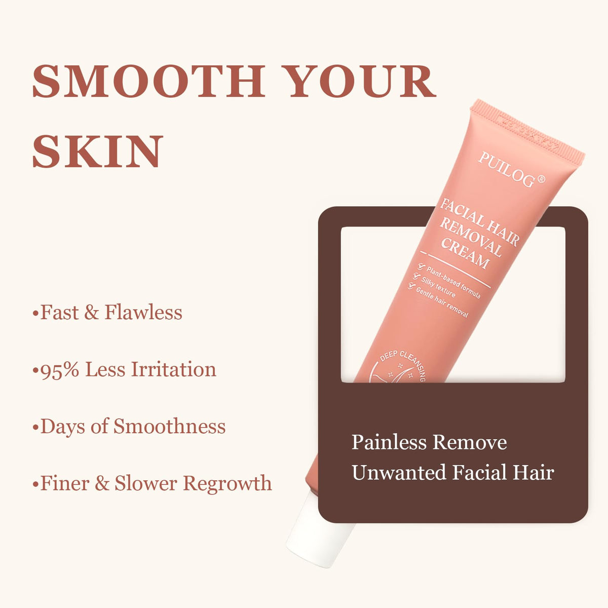 PUILOG facial-hair-removal on upper lip and chin for smoother skin
