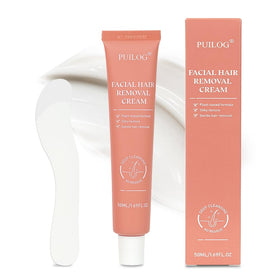 PUILOG facial-hair-removal cream with spatula for mess-free application