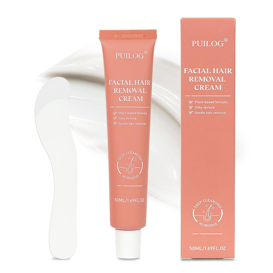 PUILOG facial-hair-removal cream with spatula for mess-free application