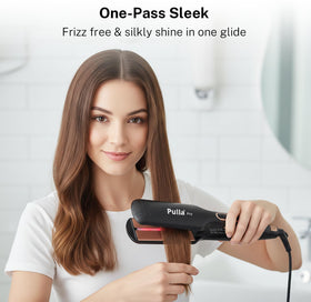 Pulla straightener showcasing infrared technology for moisture retention and shine.