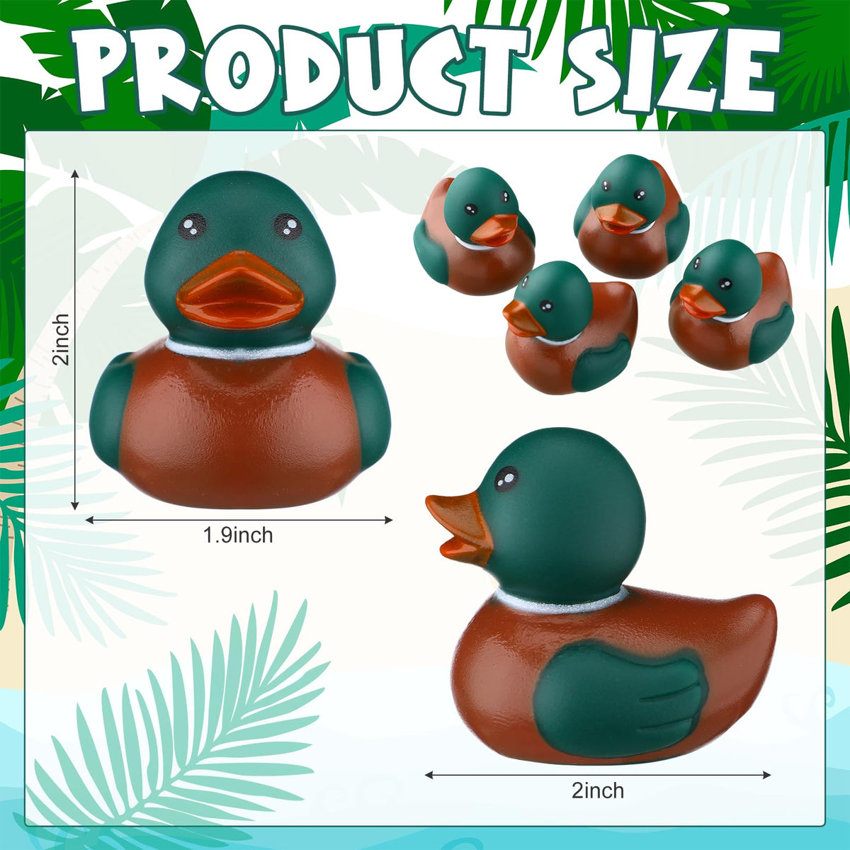 PullCrease rubber duck bath time 2 inch mallard pattern easy grasp
