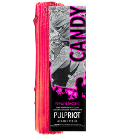 Pulp Riot Candy UV reactive pink tube for vibrant color on lighter hair.