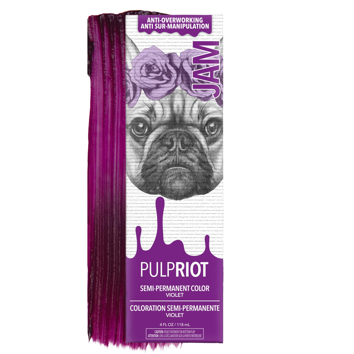 Pulp Riot Jam Violet tube shown for easy 4oz application.