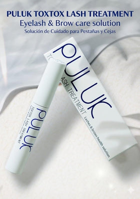 PULUK TOXTOX lash treatment dual-brush closeup for even application.