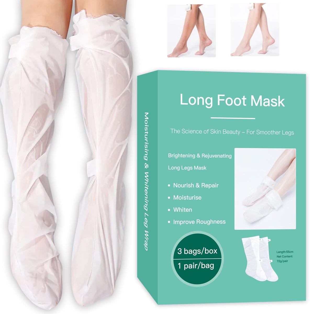 Pumei long-leg feet mask application delivers hydration for dry skin