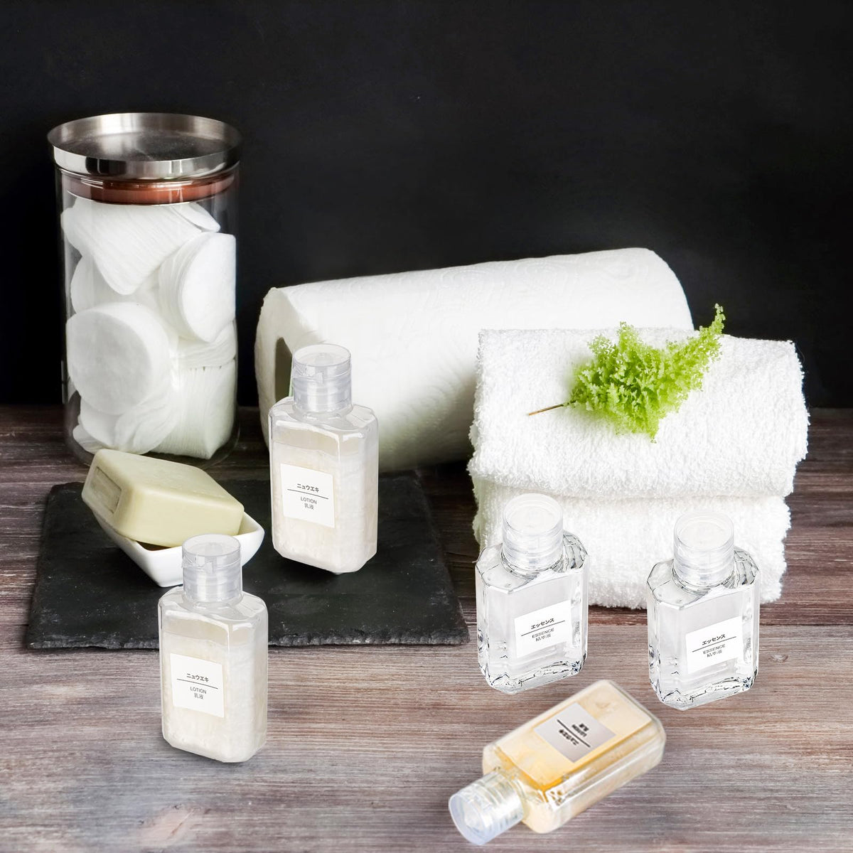 Pumtus translucent bottle side view emphasizes clear content visibility.