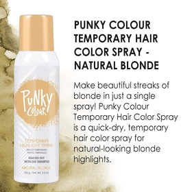 Hair being sprayed with Punky for a temporary vivid look, quick drying