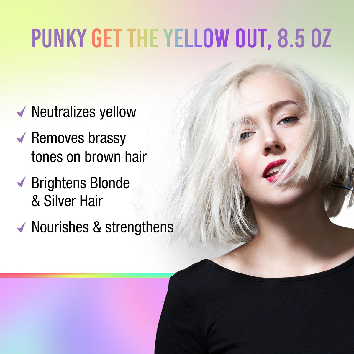 Punky Colour 3-in-1 bottle back label highlights sulfate-free, gentle color care.