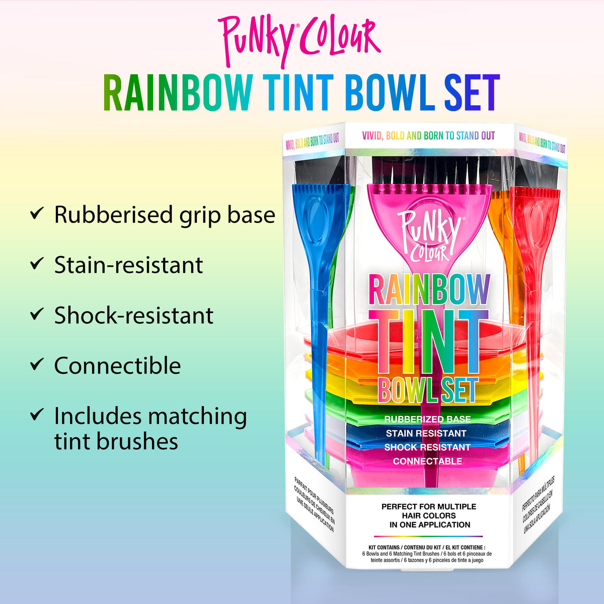 Punky dye brush and bowl collection organized for efficient at-home coloring sessions.