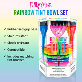 Punky dye brush and bowl collection organized for efficient at-home coloring sessions.