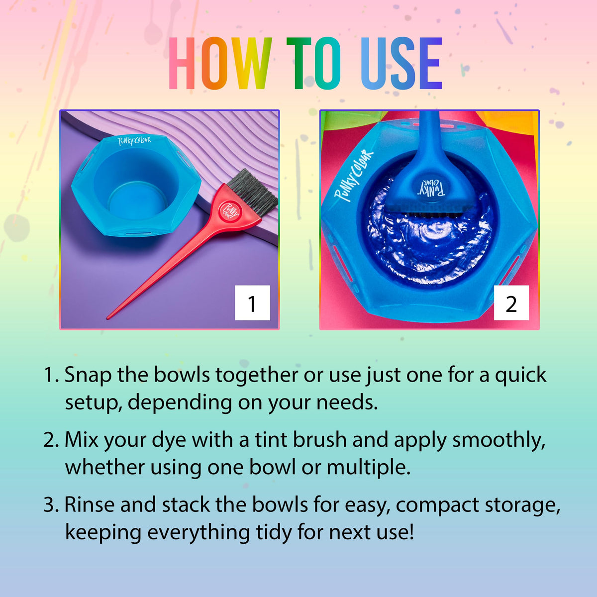 Connectable design keeps workspace tidy and colors separate during dye process.