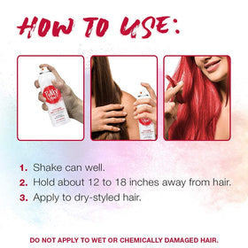 Punky Cougar Red color swatch on hair shows non-permanent vibrant shade.