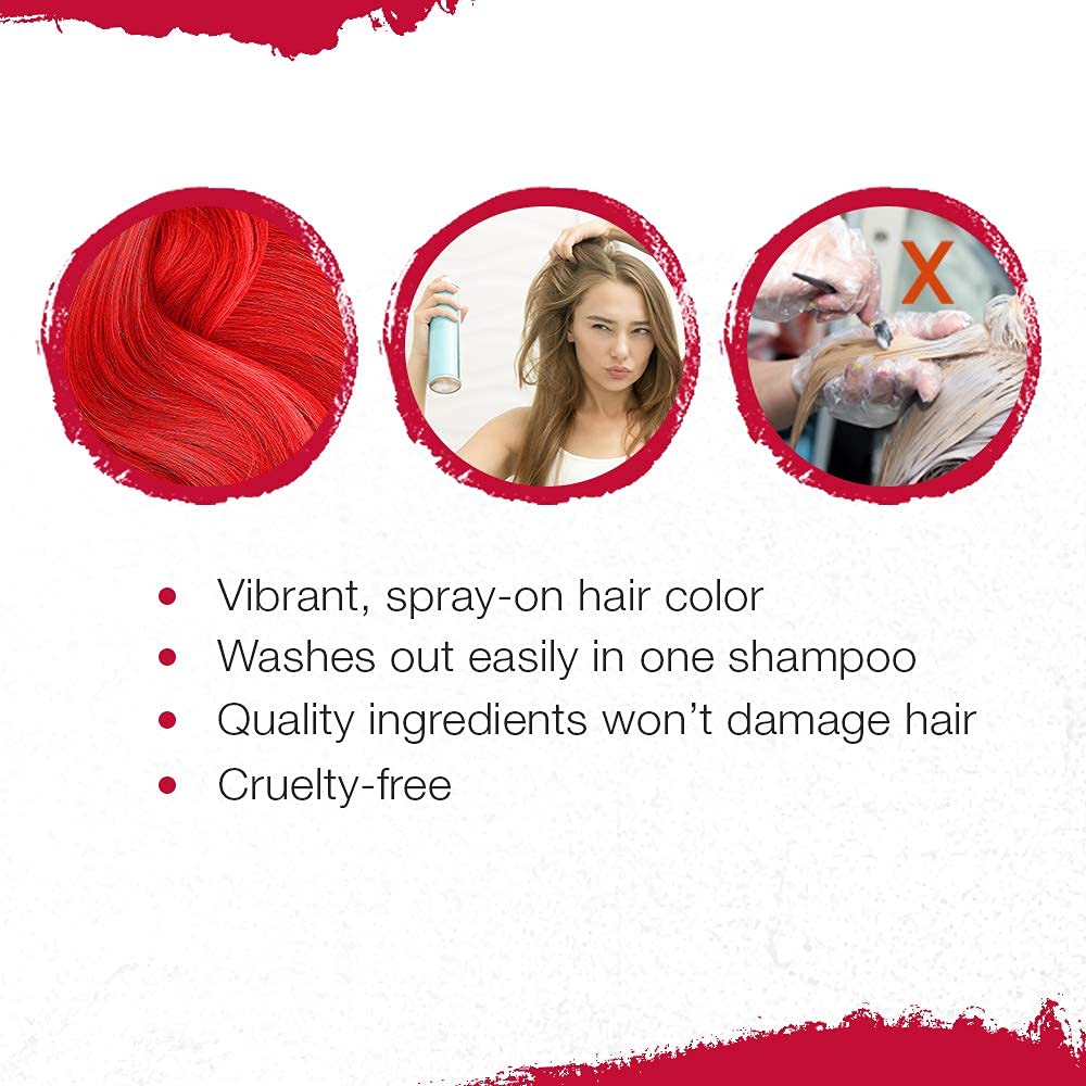 Punky Cougar Red temporary hair color spray in action during party.