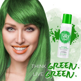 Punky Jaguar Green model hair with bold accent streaks