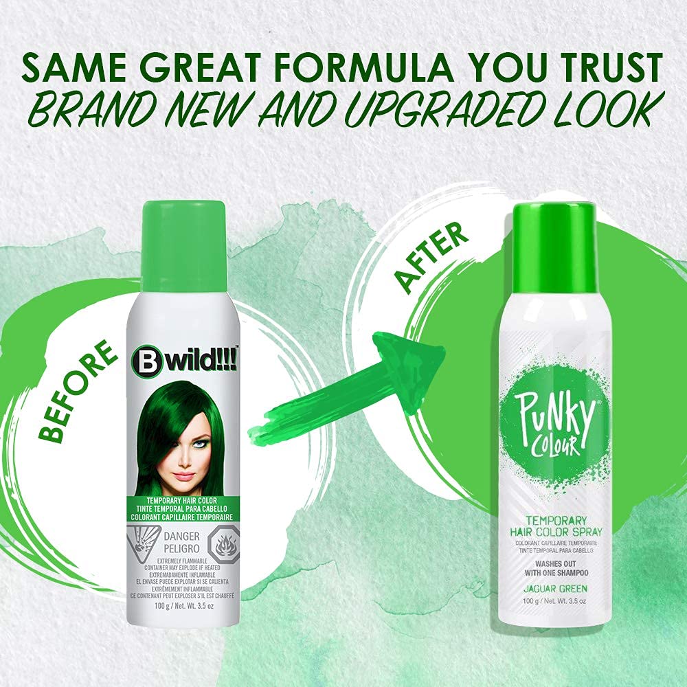 Punky Jaguar Green spray mist shows easy, mess-free color