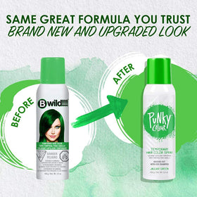 Punky Jaguar Green spray mist shows easy, mess-free color