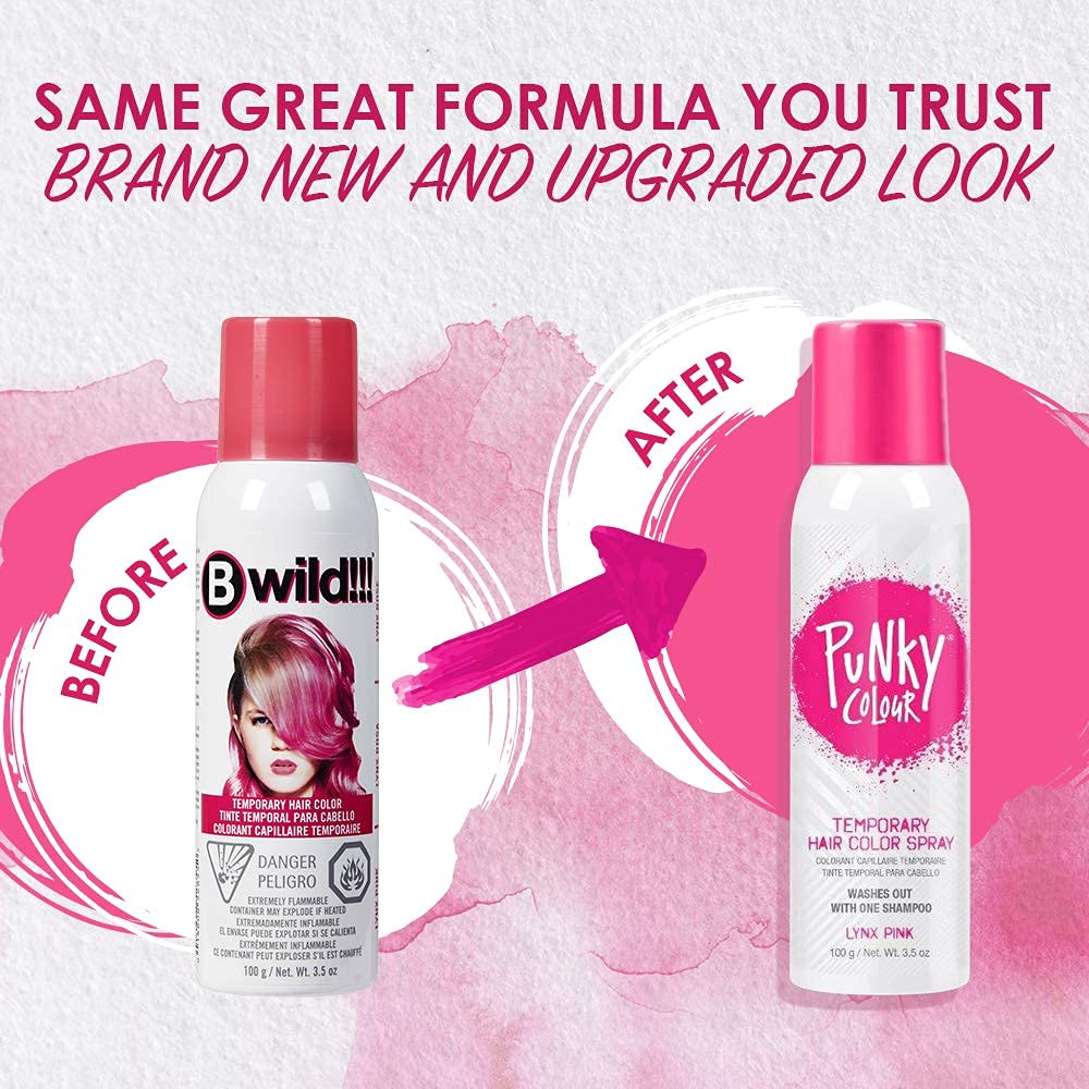 Close-up of Punky Lynx Pink mist being applied for bold accent streaks.