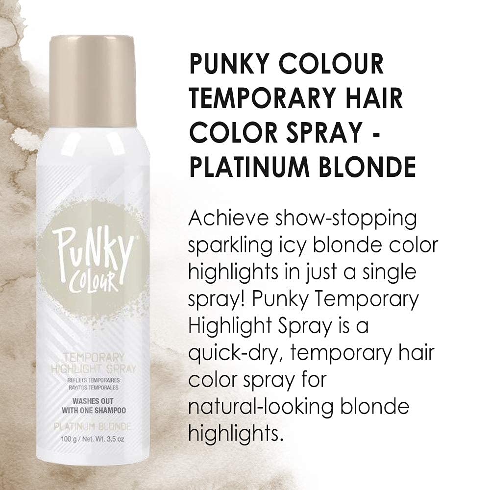 Punky fast-dry spray demonstrates subtle or vibrant platinum blonde results