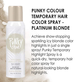 Punky fast-dry spray demonstrates subtle or vibrant platinum blonde results