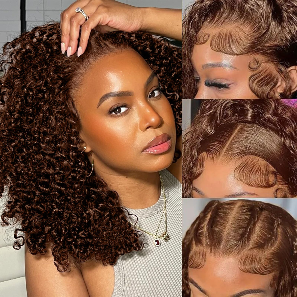 Punmasa 13x6 frontal lace wig close-up highlighting pre-plucked hairline for a natural look.