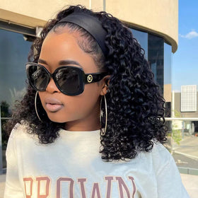 Punmasa headband wig deep wave 12 inch in natural color for quick daily styling.