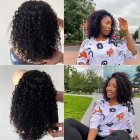 Punmasa headband wig deep wave 14 inch offering voluminous curls and natural movement.