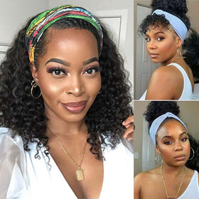Punmasa headband wig natural color 150 density highlights a seamless hairline.