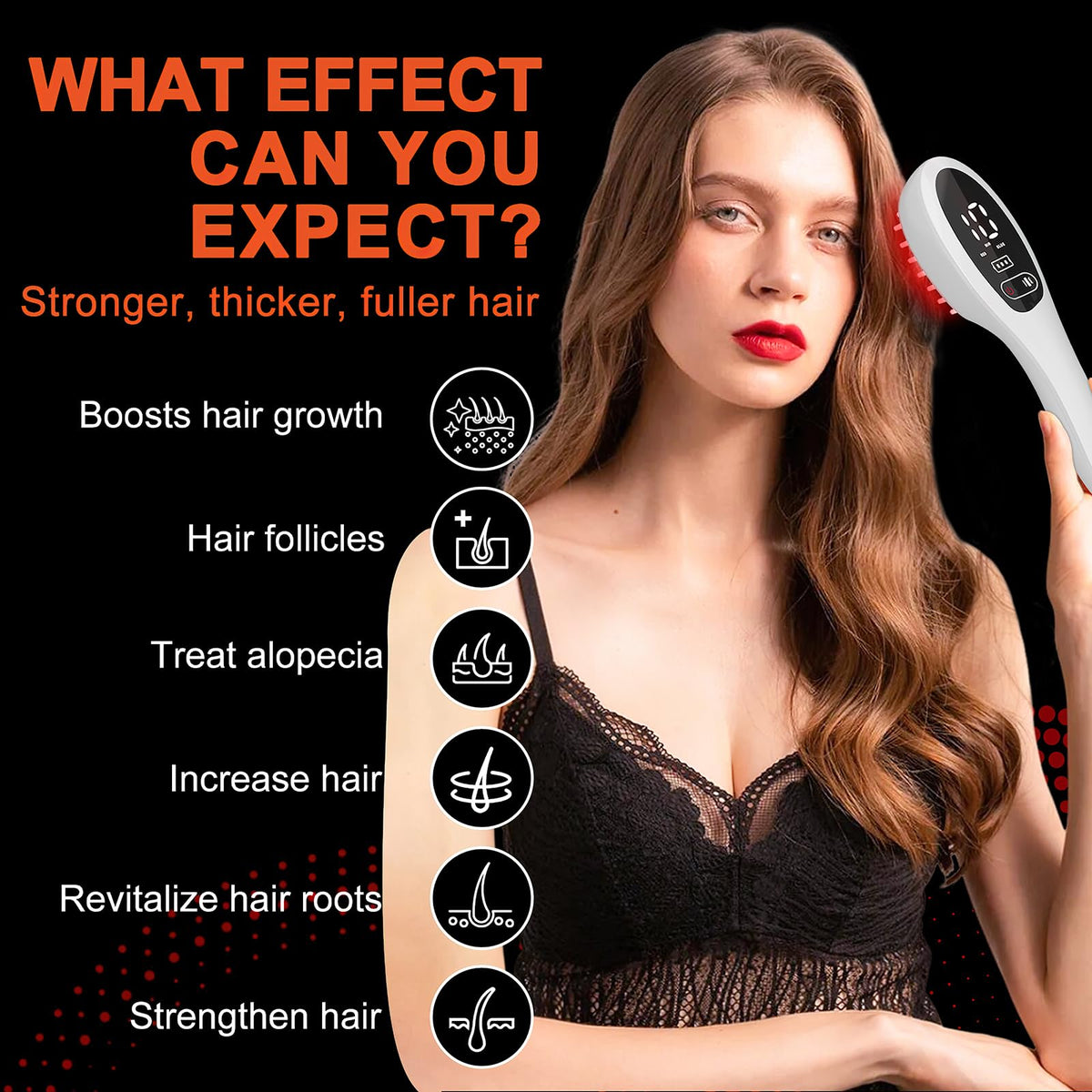 PUPCA Laser Hair Growth Comb closeup teeth showing precise illumination