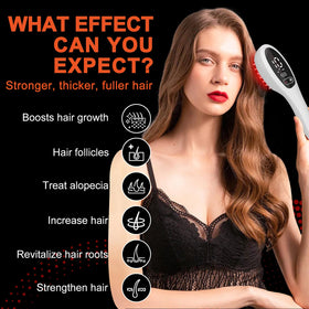 PUPCA Laser Hair Growth Comb closeup teeth showing precise illumination