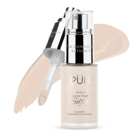PÜR MINERALS Love Your Selfie bottle and pump for seamless longwear foundation.