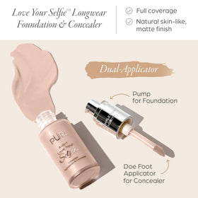 PÜR MINERALS dual-applicator close-up for easy foundation and concealer use