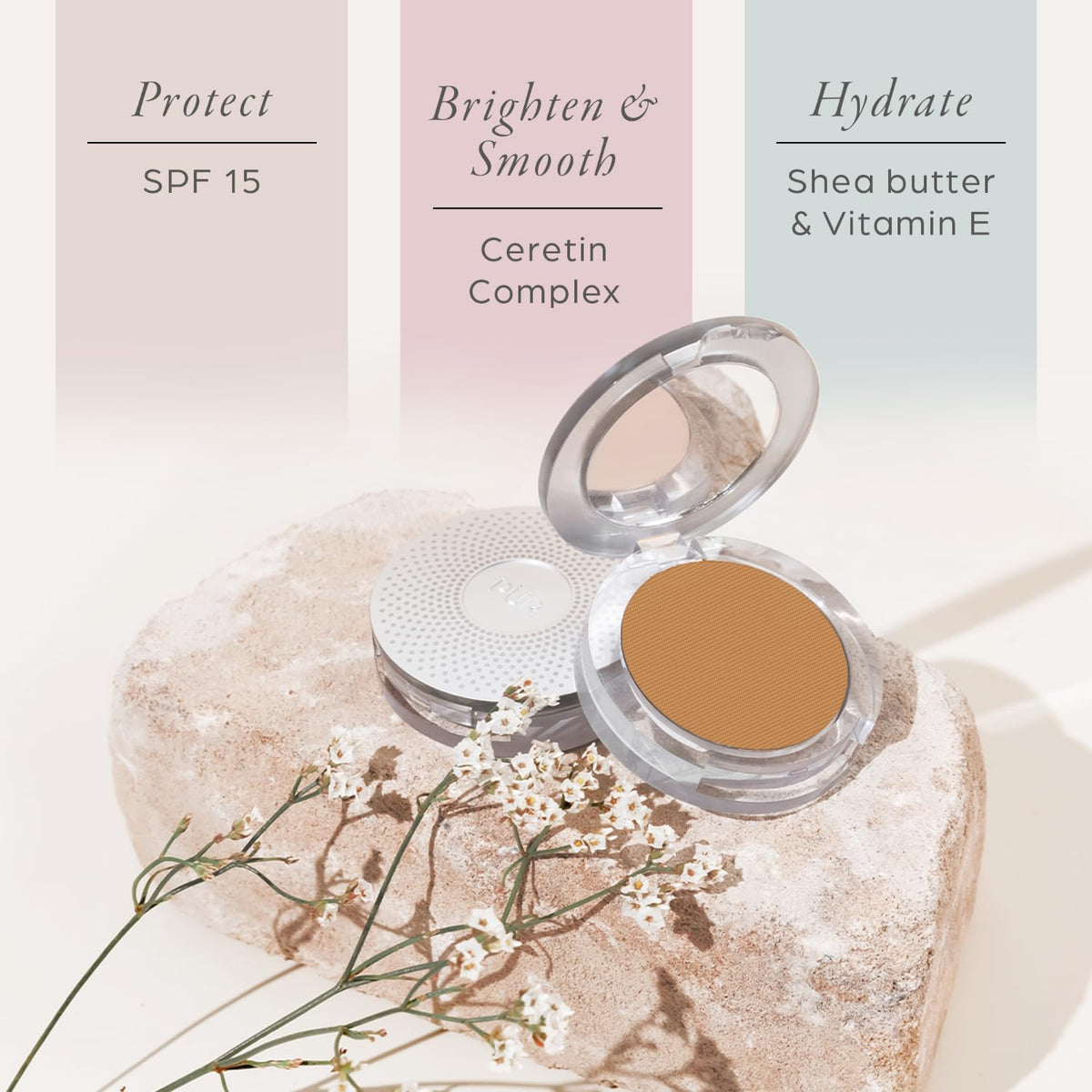 PÜR MINERALS ceretin complex supports smoother skin tone and texture.