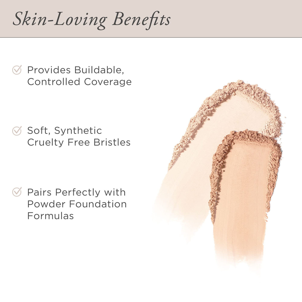 PÜR MINERALS Chisel Brush densely packed synthetic fibers for even product distribution.