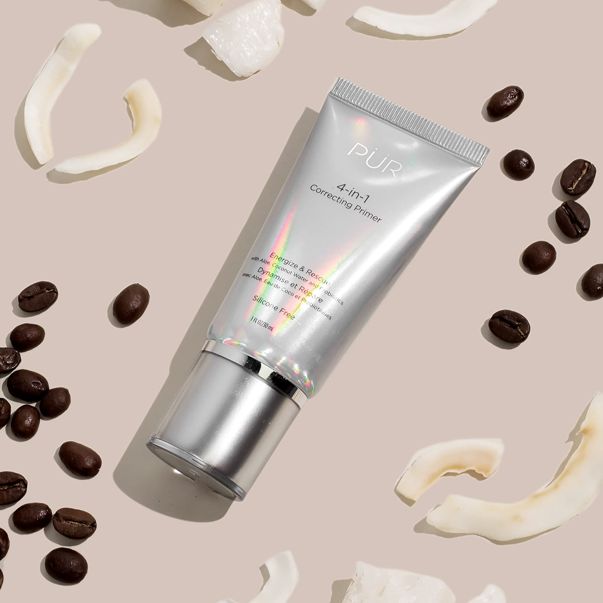 PÜR MINERALS primer swatch on skin showing smoothing texture and glow-ready finish