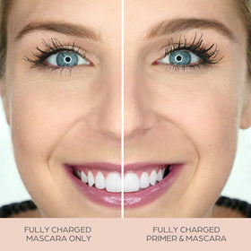 PÜR MINERALS Fully Charged Mascara application demonstrates layered lash length and fullness.