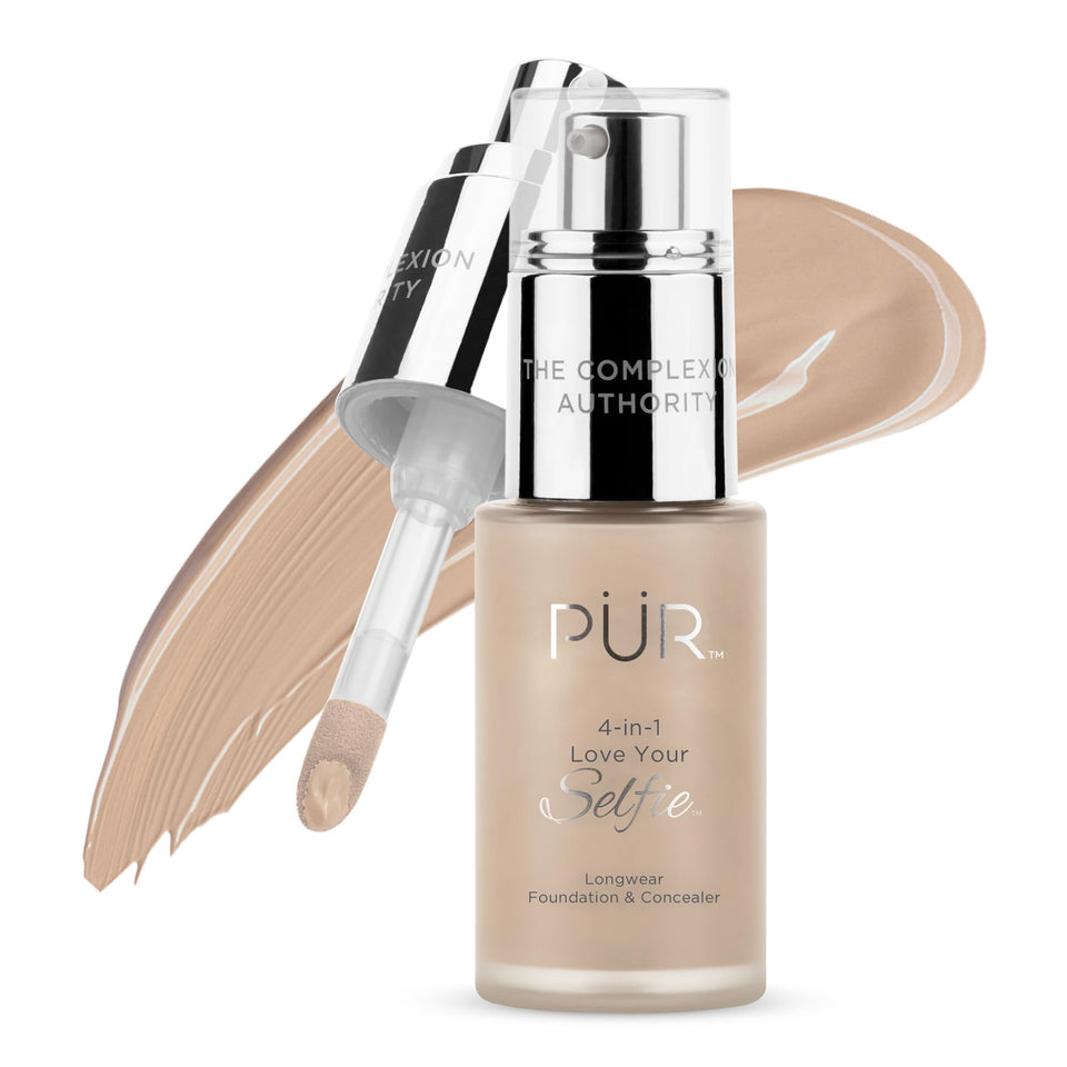 PÜR MINERALS Love Your Selfie bottle closeup with natural finish and smooth texture.