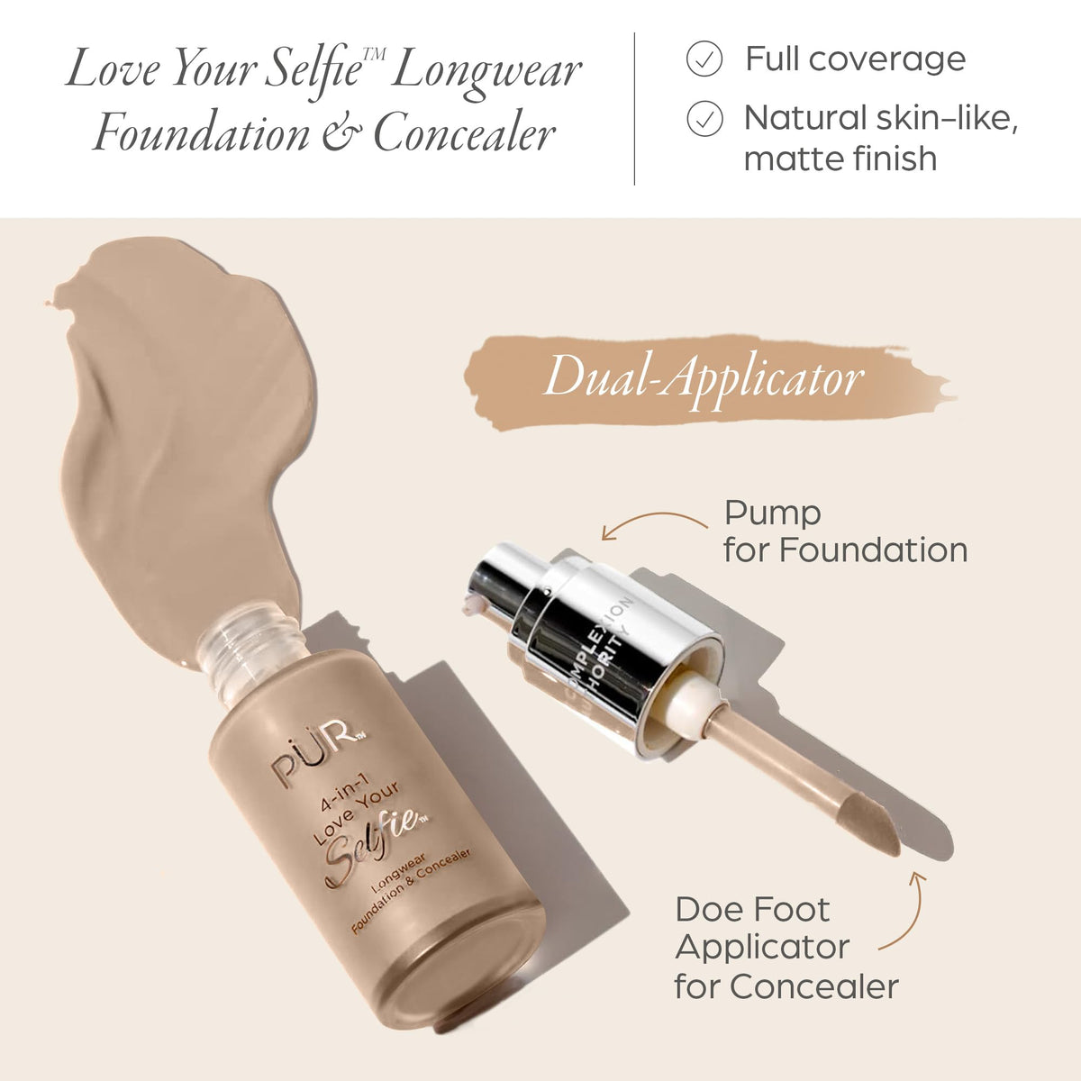 PÜR MINERALS Love Your Selfie dual-applicator demonstrates precise coverage.
