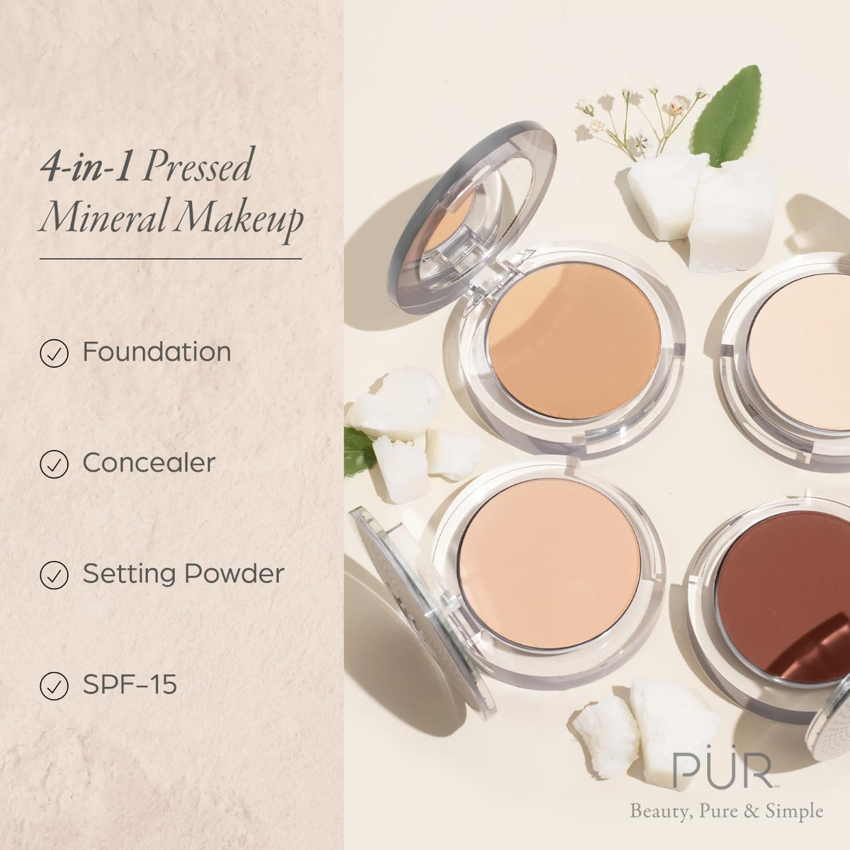 PÜR MINERALS Pur Beauty swatch showing buildable coverage