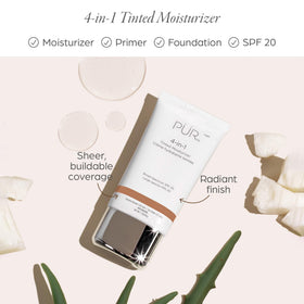 PÜR MINERALS tinted moisturizer swatch shows lightweight finish and seamless blend.