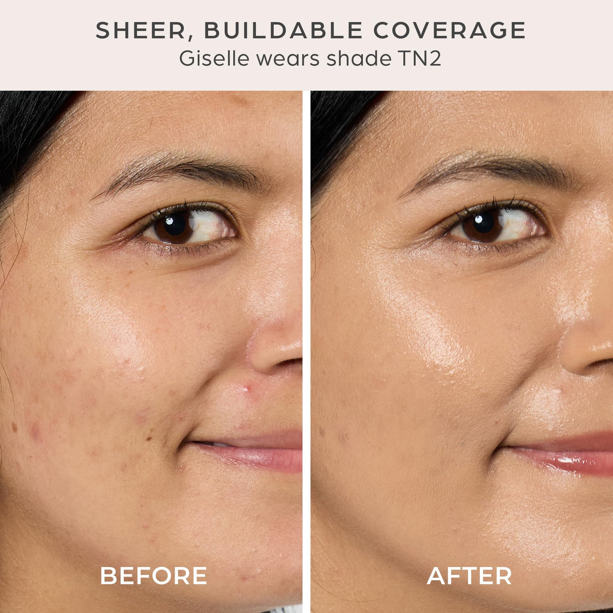 PÜR MINERALS TN2 swatch on skin with tan neutral undertones and coverage