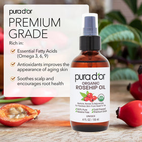 PURA D'OR Rosehip Seed Oil pump dispenser for precise use